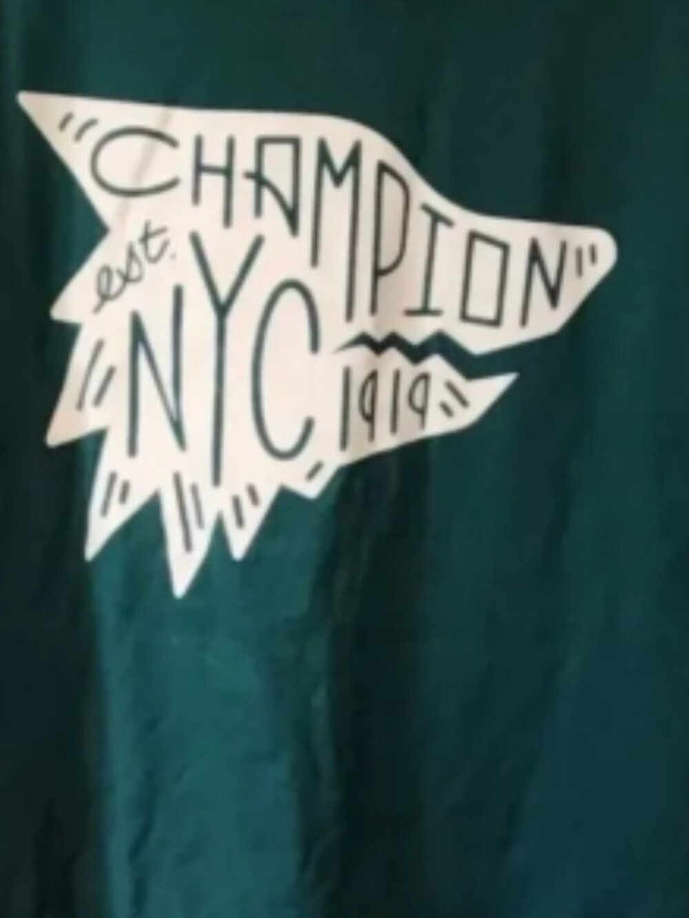 Champion Dark Green Short Sleeve Round Neckline NYC 1919 Graphic Tee Unisex - Picture 3 of 7